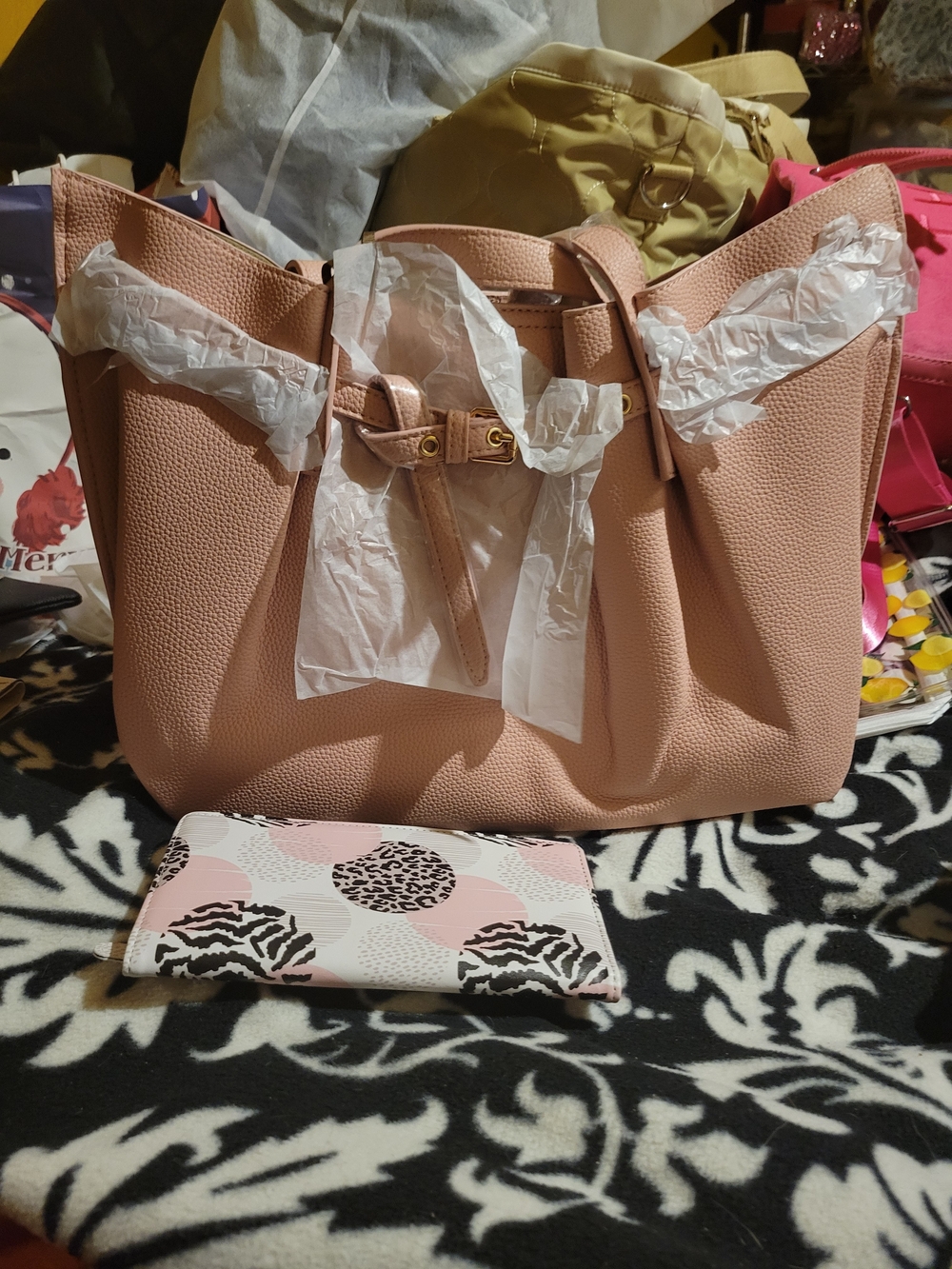 Montana West Blush Pink Pebbled Tote with Buckle Accent